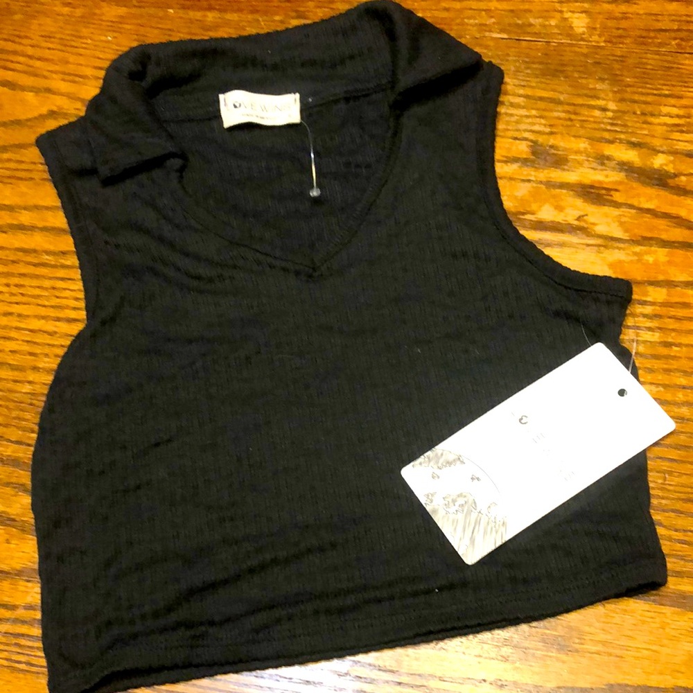 NWT Love Wins ribbed collared crop tank